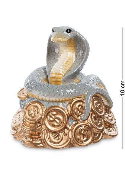 Фигурка фарфоровая Кобра на монетах 10 см 1104685 серая змея Pavone (346534075)