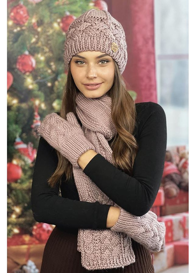Женский комплект Дюран, шапка, шарф, варежки Braxton (360506684)