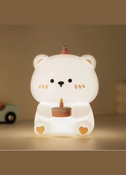 Нічник дитячий силіконовий Ведмедик з Тортиком Sam-91717 No Brand (341327224)