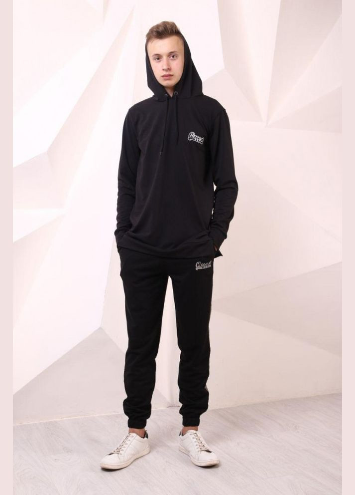 Чоловіча чорна подовжена кофта з капюшоном Quest Wear Long No Brand (322565246)