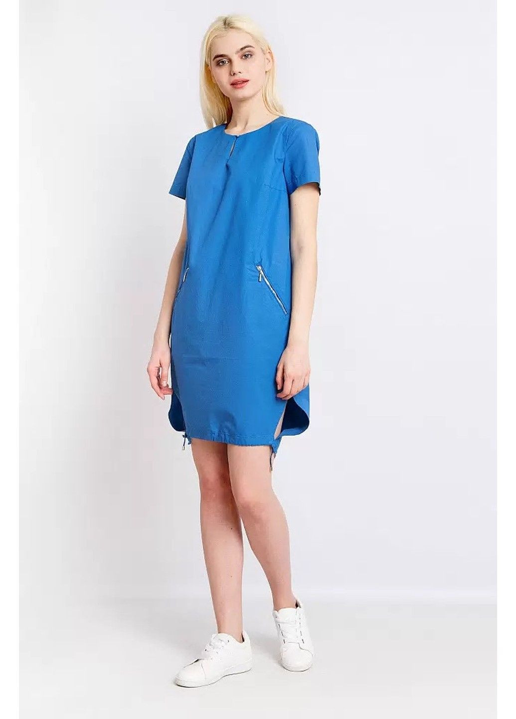 Синее кэжуал платье s18-32035-110 а-силуэт Finn Flare однотонное