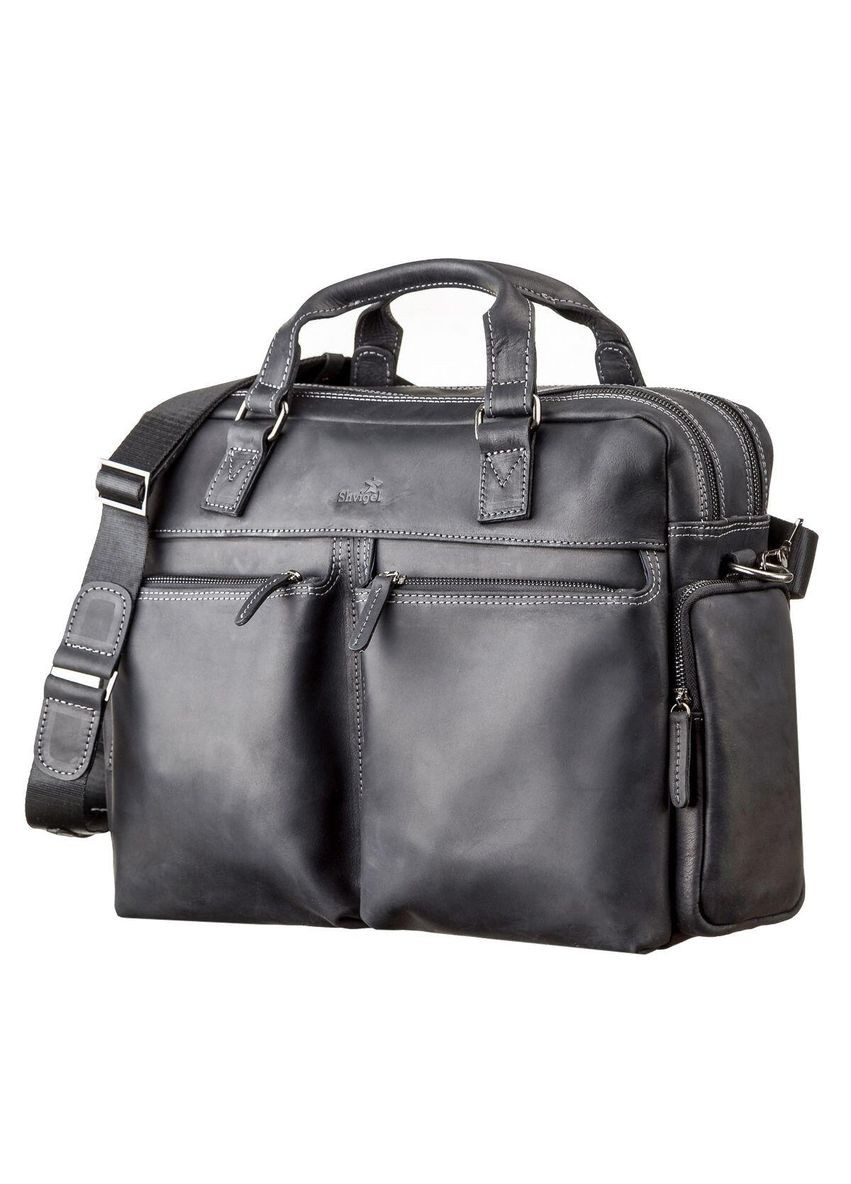 Сумка мужская 11117 кожаная Черная Shvigel (329147456)