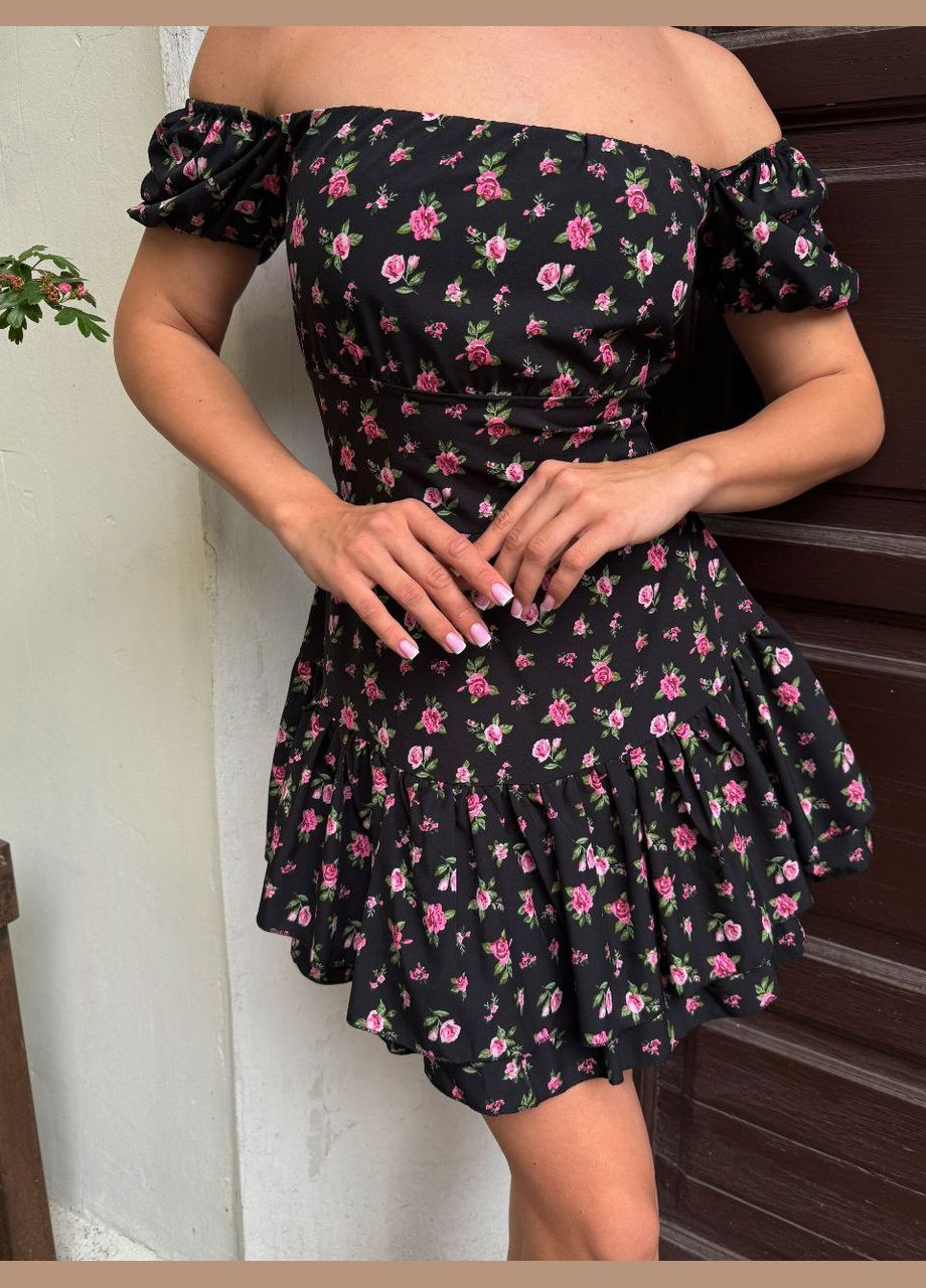 Чорна повсякденний жіноча сукня в квітковий принт Avanti з квітковим принтом