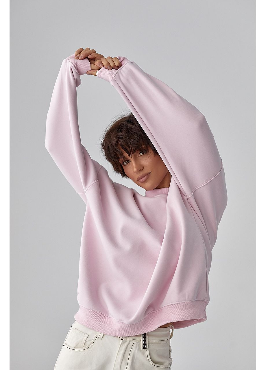 Розовый однотонный свитшот с плюшевым начесом - розовый цвет Lurex (364967929)