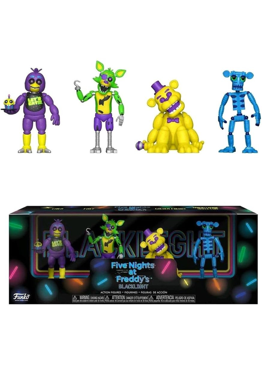 Колекційний набір фігурок Фнаф Blacklight 4 персонажа Фредді Чіка Фоксі для фанатів хоррор ігор Five Nights at Freddy’s (370603378)