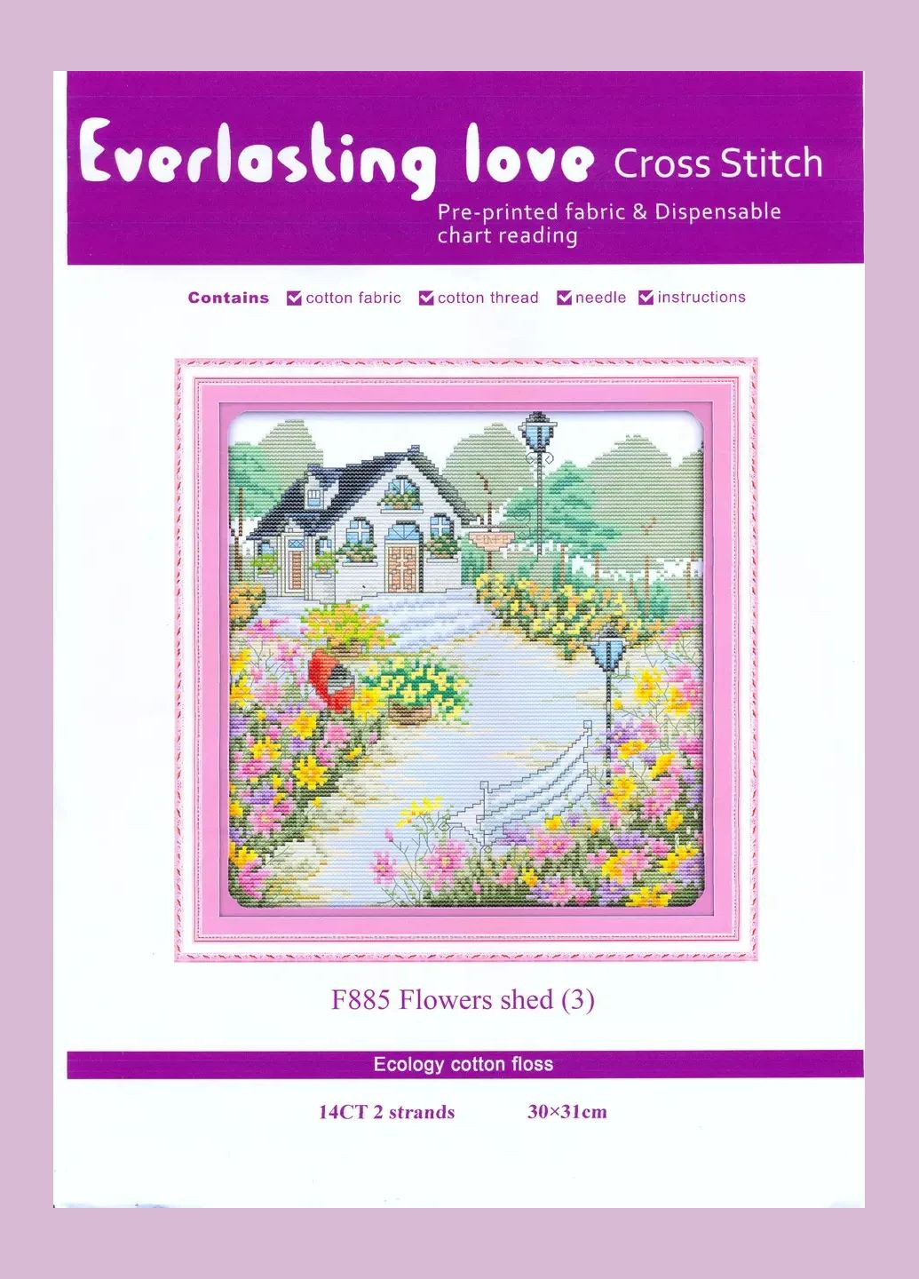 Набір для вишивання за нанесеною на канву схемою "Flowers shed (3)" .AIDA 14CT printed, 30*31 см Joy Sunday (313612863)