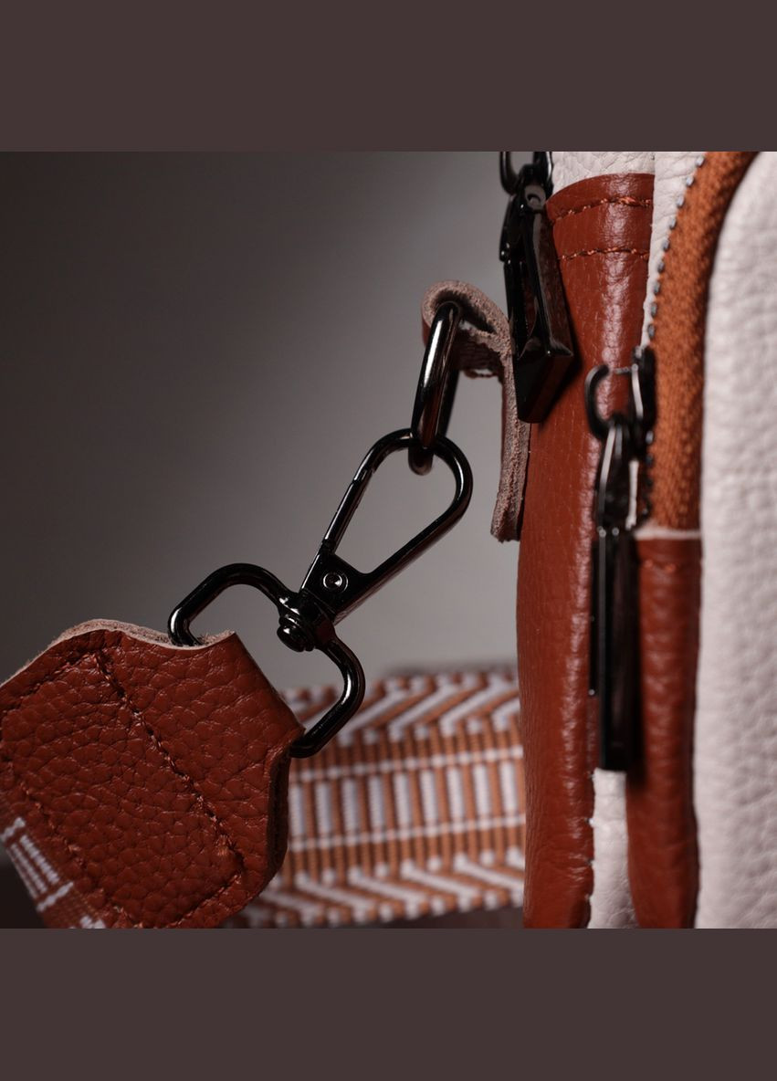 Зручна кроссбоді для жінок на кожен день з натуральної шкіри біла 22589 Vintage (329196984)