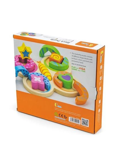 Деревянный пазл-сортер Viga Toys Бабочка 5 элементов 30х20х2 см дерево цветной No Brand (400575012)
