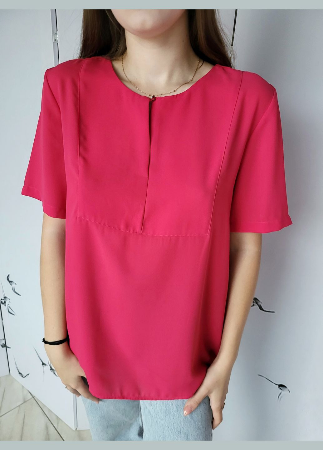 Малинова блузка жіноча однотонна короткий рукава M&S