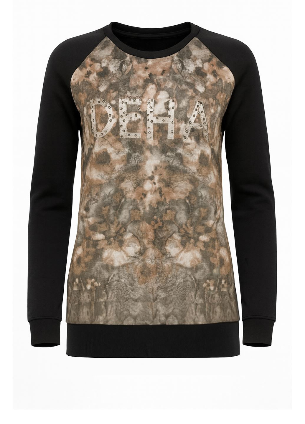 Черный демисезонный удлиненный свитер джемпер Deha