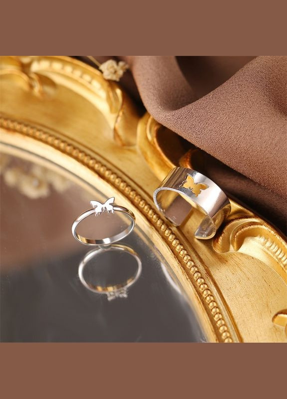 Набор колец 2шт с бабочкой бабочка регулируемые парные кольца кольца No Brand (340463644)