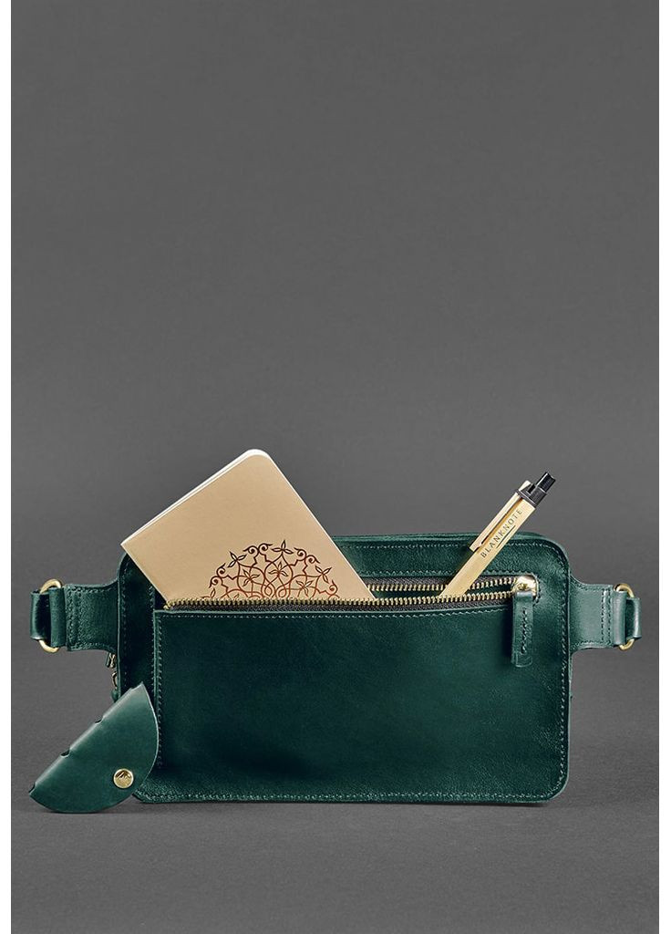 Шкіряна поясна сумка Dropbag Maxi зелена Krast BlankNote Поясна сумка (348359389)