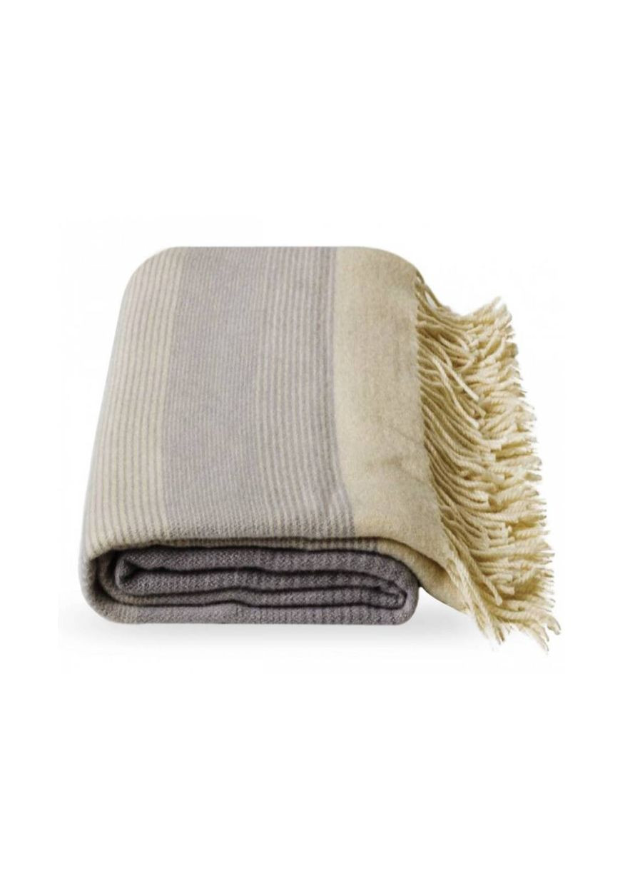 Плед на односпальную кровать 140х200 шерстяной серый в полоску 21244237 Lanavitta (316504773)