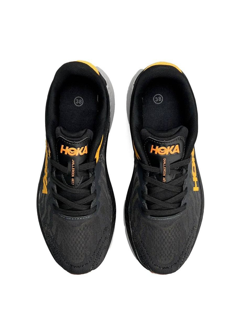 Серые летние кроссовки мужские hoka No Brand Challenger ART 7 Black Grey Orange