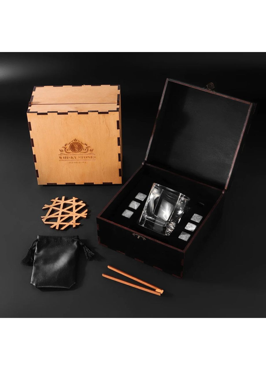 Камни для виски Деревянная коробка + Стакан Sterling 300 мл Темная No Brand (365654966)