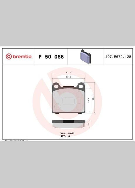 Тормозные колодки дисковые Brembo (364835336)