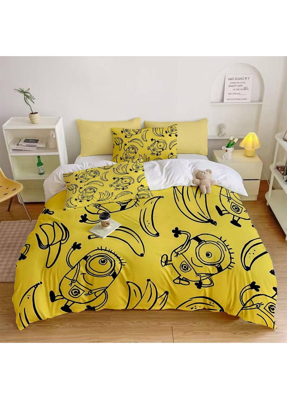 Полуторний комплект постільної білизни з мікросатину Міньйони (Minions) Україна ТД (369657013)