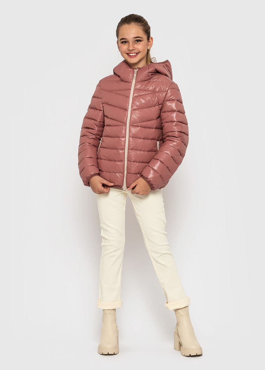 Комбинированная демисезонная куртка кораллово - розовый Cvetkov Тиффани