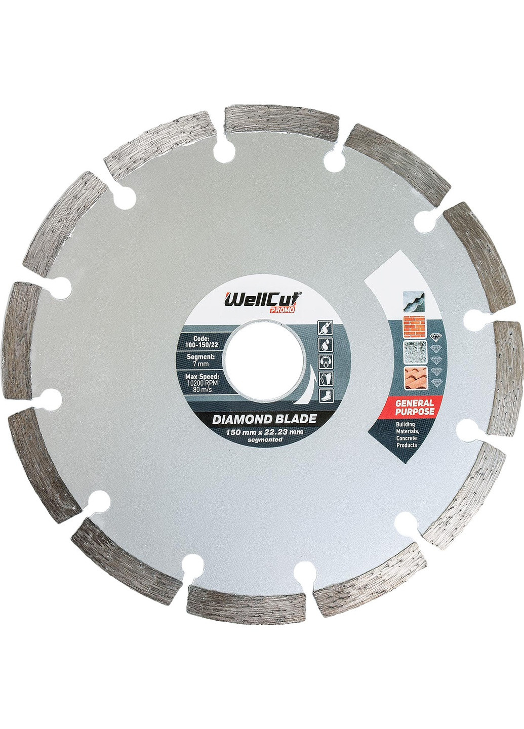 Алмазный диск Promo (150х22.23 мм) круг отрезной сегментный по бетону (21729) WellCut (295031787)