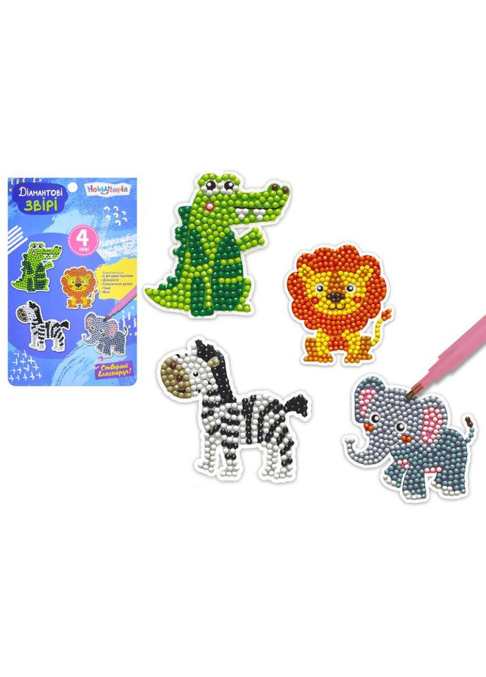 Набор для творчества Алмазная мозаика "Животные" M5879UA 4 фигурки-наклейки Limo Toy (316268197)