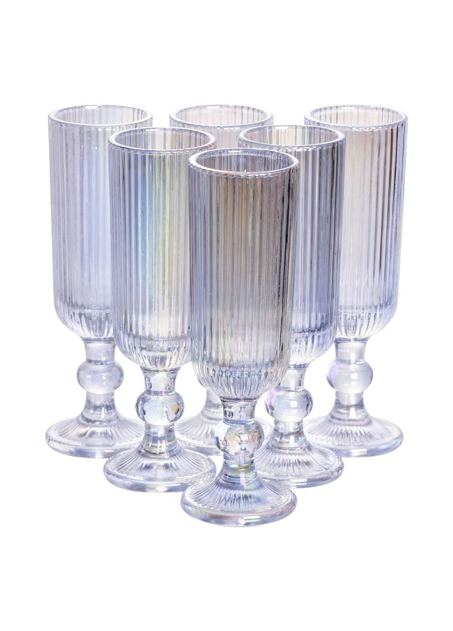 Набор бокалов для шампанского 6 штук 160 (мл) подарочные стеклянные бокалы на высокой ножке HP7116RB (A-047410) Yiwu (370381840)