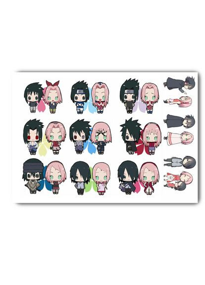 Стикеры аниме Саске Сакура Наруто А4 лист (stik_110) No Brand (327007740)