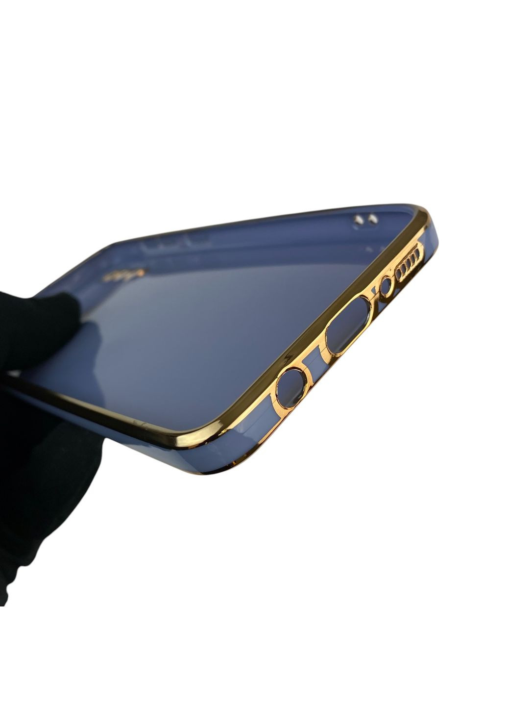 Чохол для Galaxy A50s (SM-A507F) глянцевий з кільцем MagSafe із золотою окантовкою на самсунг а50с синій gs1 Samsung (366234925)