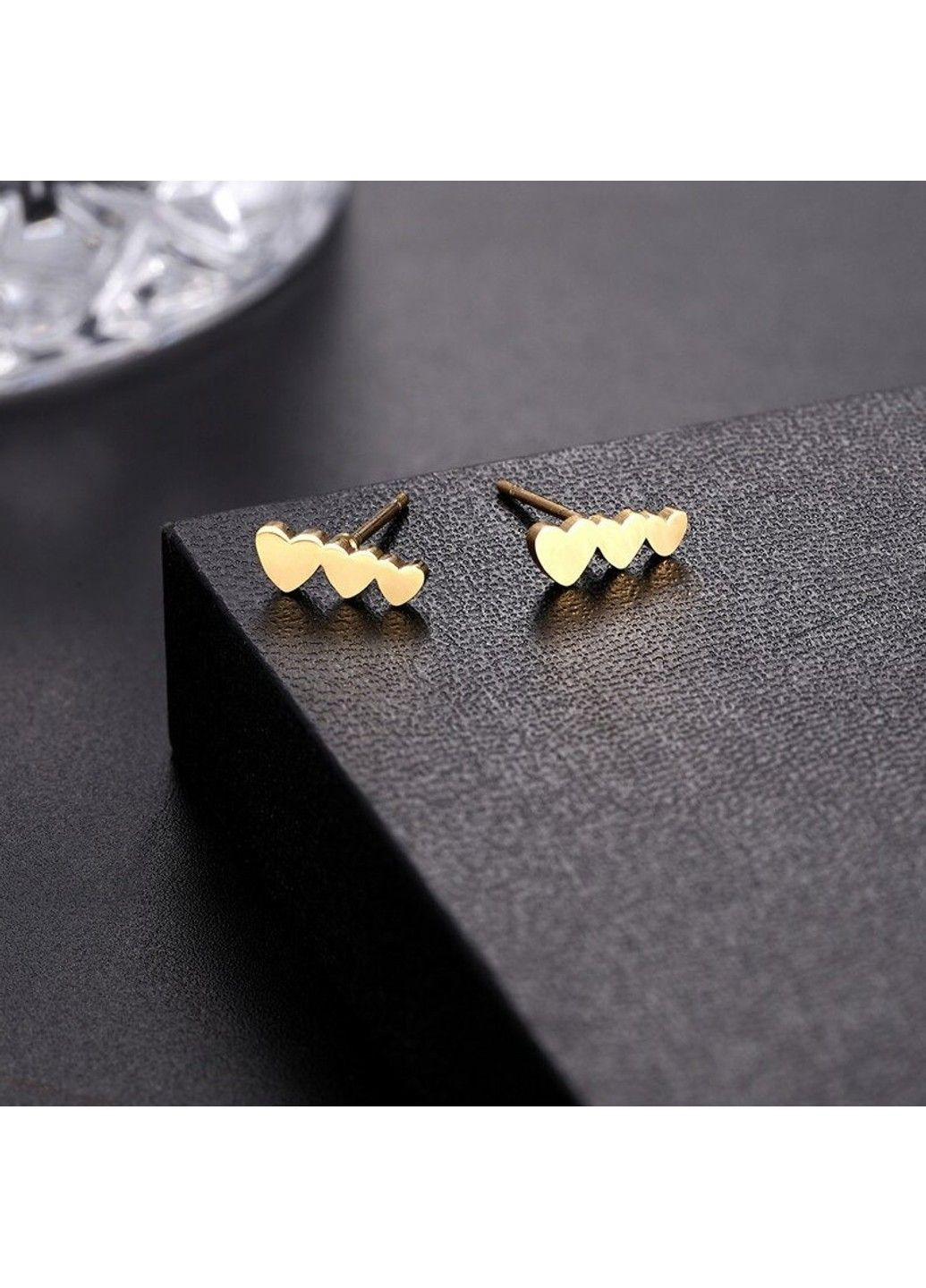 Сережки серця з нержавіючої медичної сталі з позолотою ES-177 No Brand (299330600)