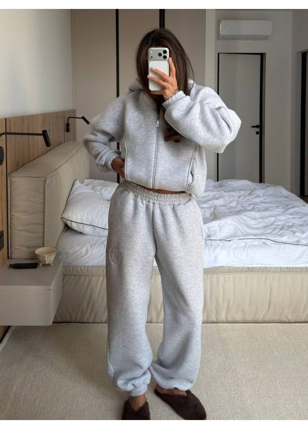 Теплий костюм з турецької тринитки на флісі | 2-ка з подвійним капюшоном Україна (366671233)