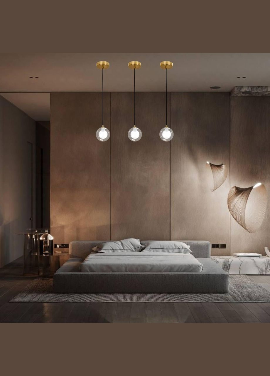 Підвіс зі скляним подвійним плафоном 10см (61-P100F-1 BRZ+CLWH) No Brand (370072461)