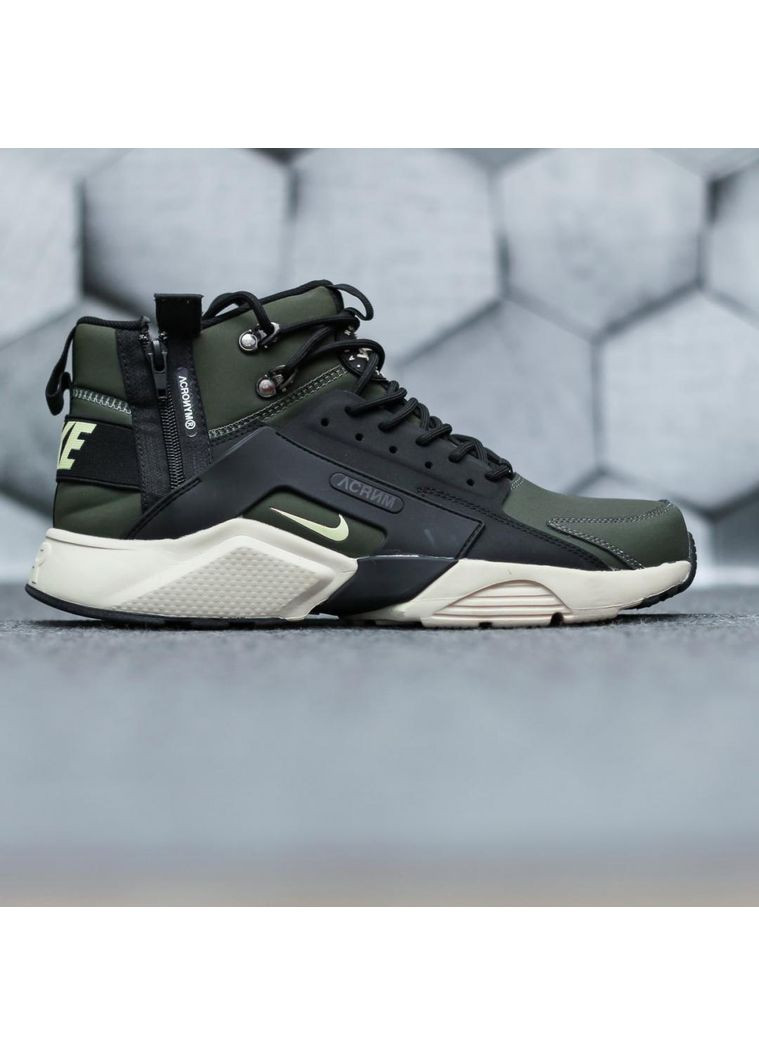 КРОСІВКИ ЖІНОЧІ NIKE HUARACHE CITY MID LEATHER X ACRONYM MID KHAKI BLACK НАЙК ХУАРАЧІ No Brand чорні демісезони (367168705)