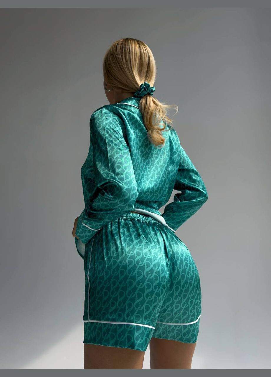 Бирюзовая пижама рубашка + шорты Domino