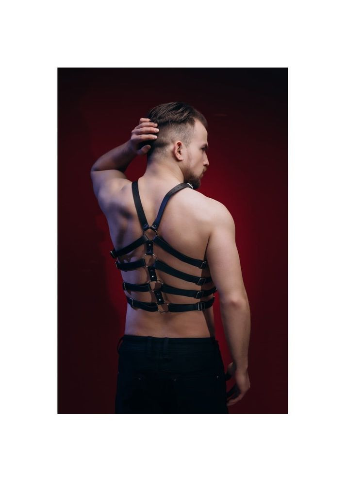 Портупея чоловіча Р50 з натуральної шкіри, з чотирма ременями на торсі, чорна Candy Hero (347313465)
