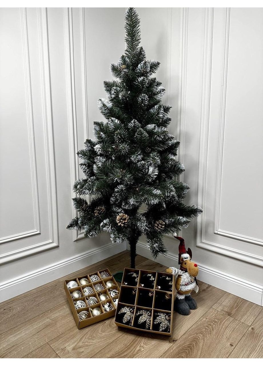 Ялинка "Лідія" білі кінчики та шишки 1.5 м No Brand (366891743)