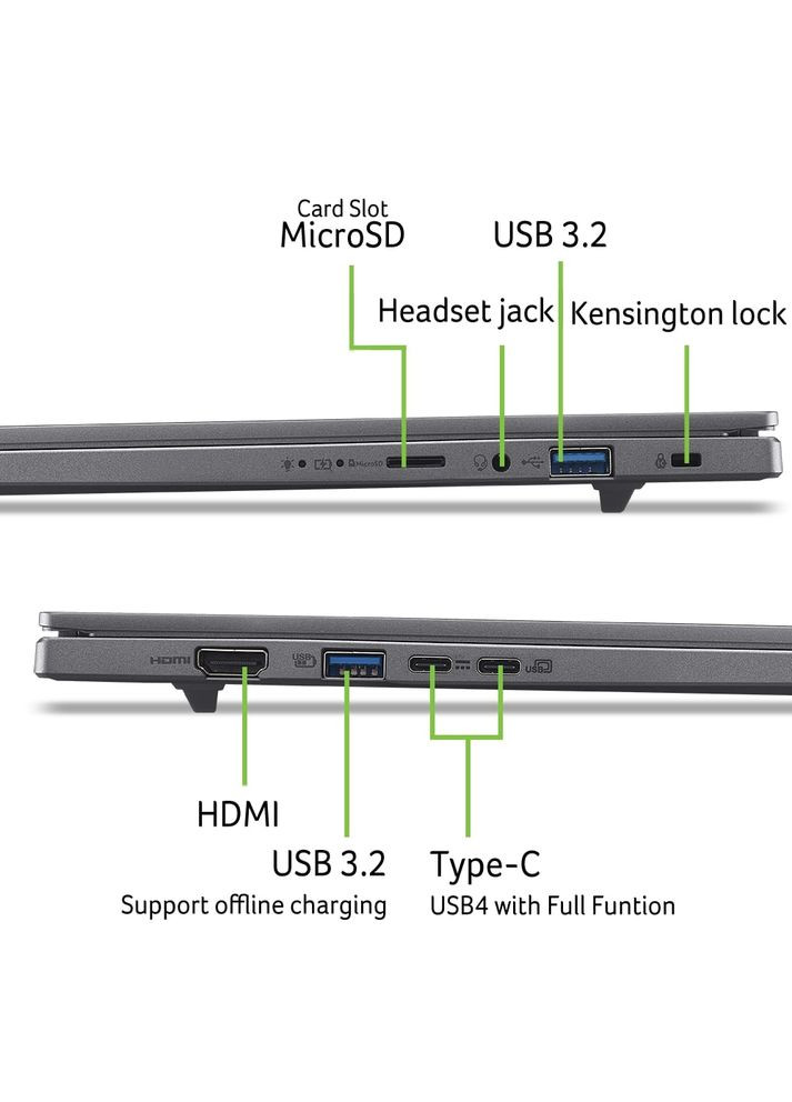Ноутбук Aspire 16 A16-61M 16" WUXGA+ OLED, AMD R5-340, 32GB, F1TB, UMA, Lin, сірий Acer (364874108)