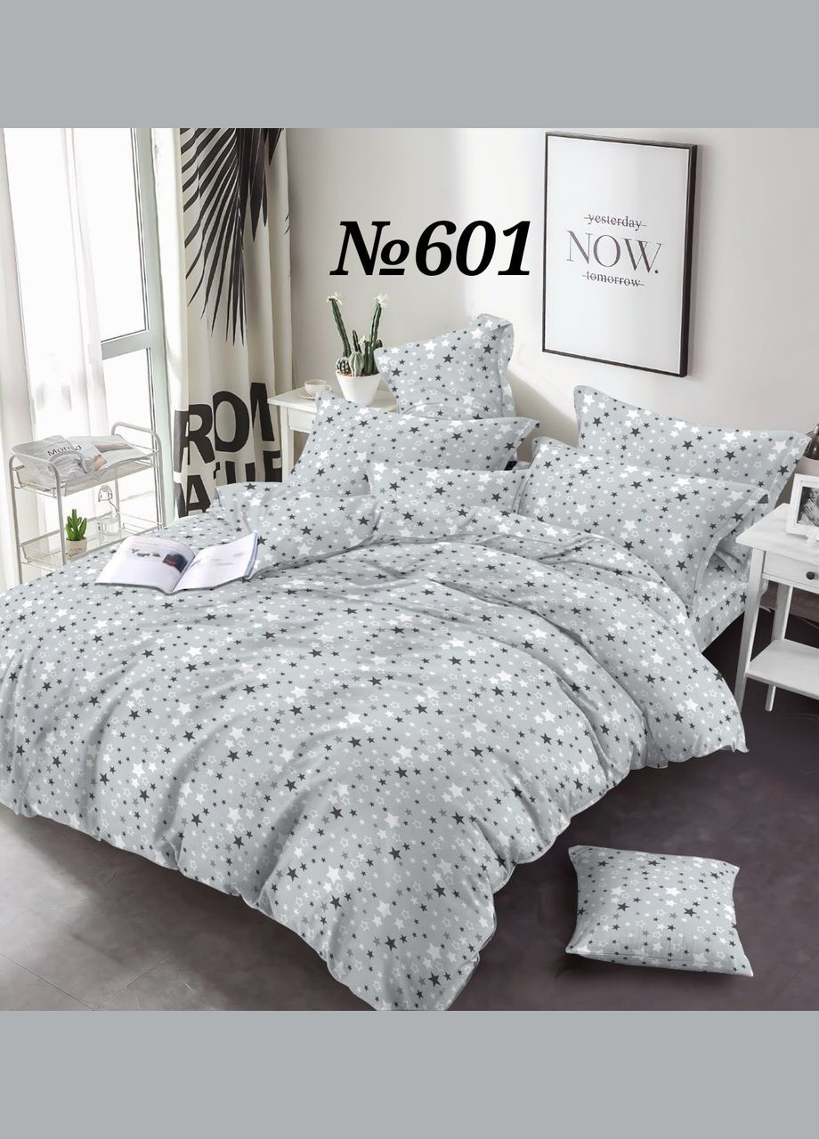 Двуспальный комплект постельного белья бязь звёзды на сером фоне (R-601-VS-3) No Brand (303828274)
