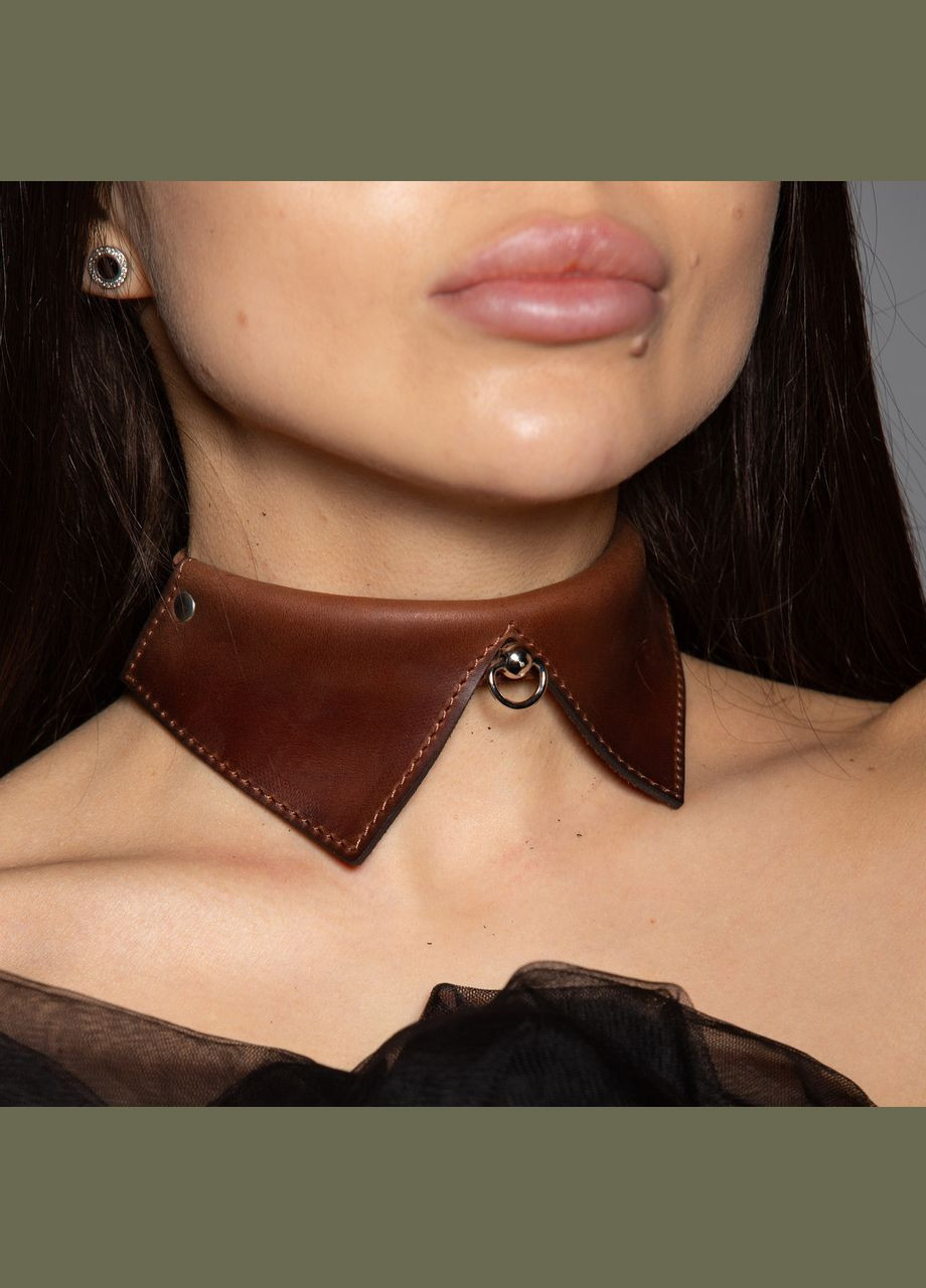 Кожаный чокер воротничек СК-2 коричневый Edena (308861516)