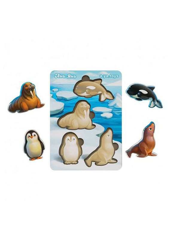 Дерев'яний пазл-вкладиш "Тварини Арктики та Антарктики" (ПСФ061) PSF061 фон із підказкою Ubumblebees (329886174)