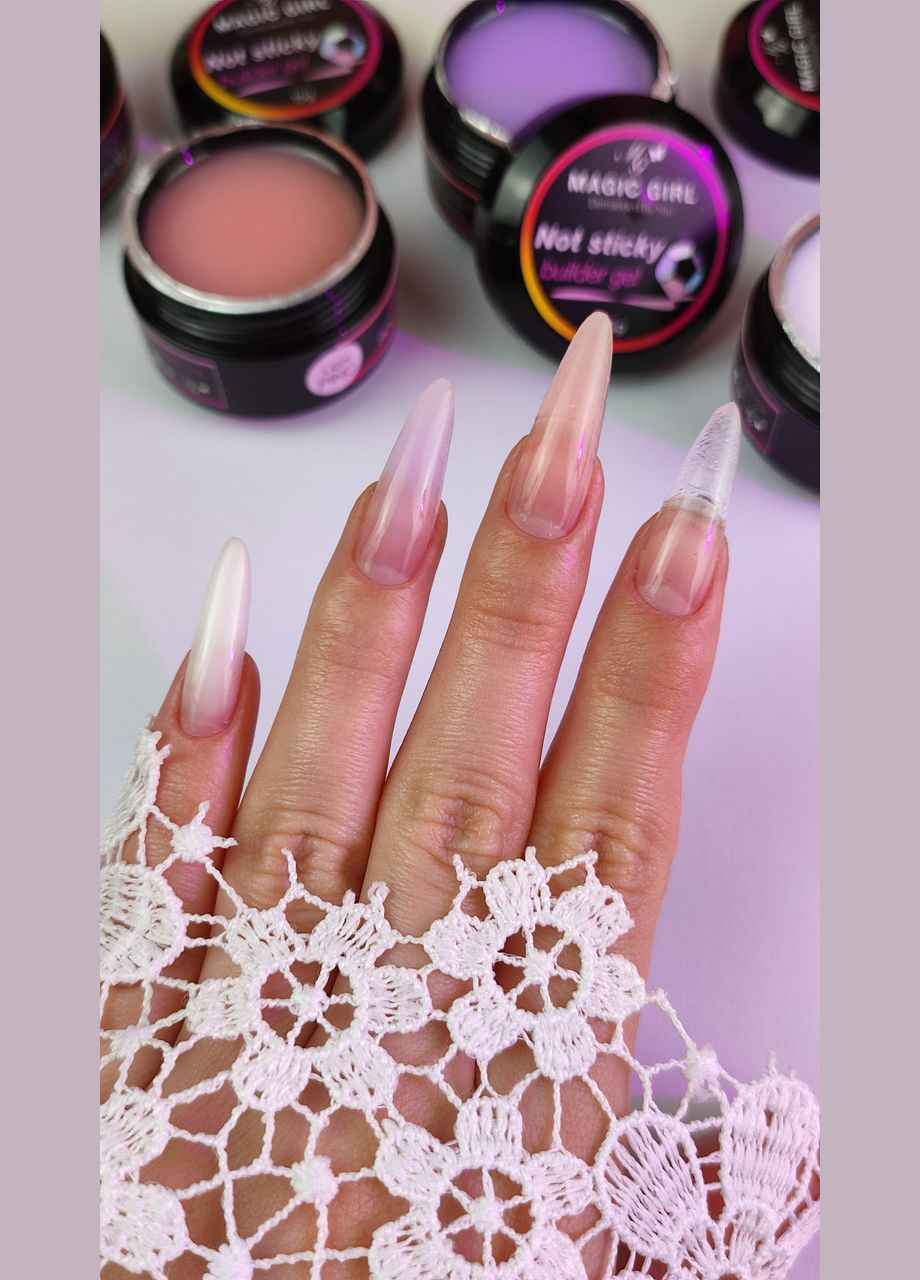 Гель для наращивания ногтей, не липнет к рукам, Builder Gel No Sticky, clear ( ), 15мл Magic Girl (303635381)