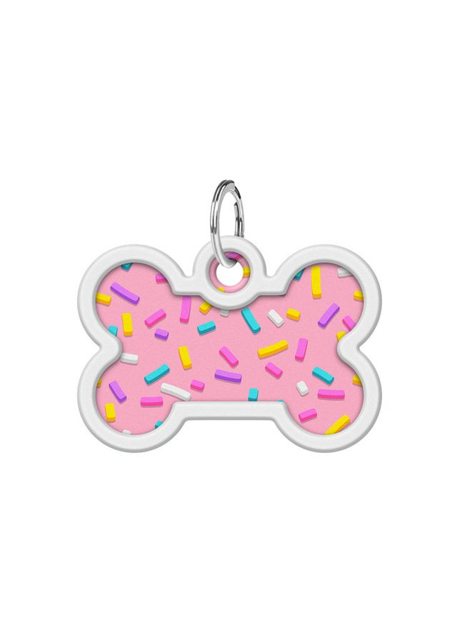 Адресник для собак і котів металевий Smart ID з QR паспортом, малюнок "Маршмеллоу", кістка, Д 40 мм, Ш 28 мм WAUDOG (363197084)