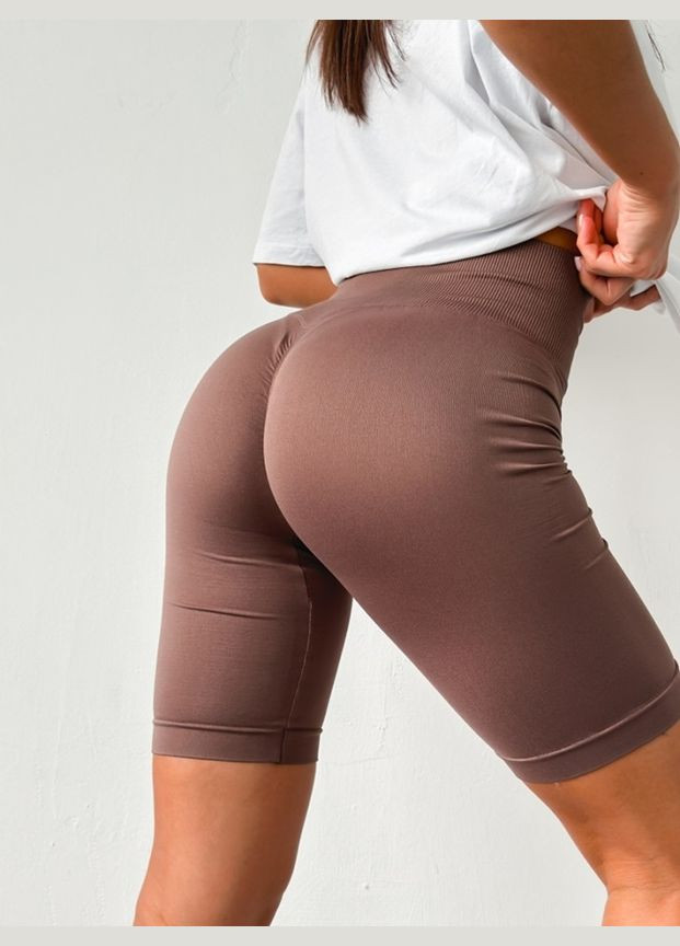Велосипедки-шорты женские бесшовные с пуш-ап 18669 L коричневые Fashion (336874047)