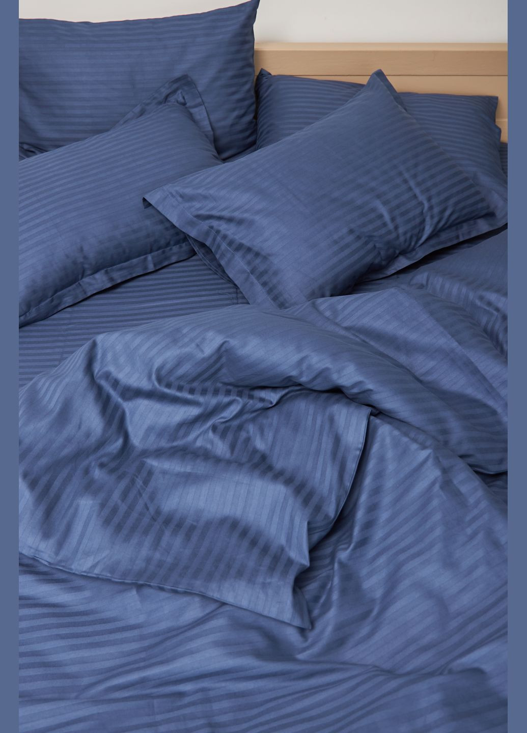 Комплект постельного белья King Size 220x240 наволочки 2х40х60 Satin Stripe (MS-820000490) Moon&Star delfi blue (284416535)