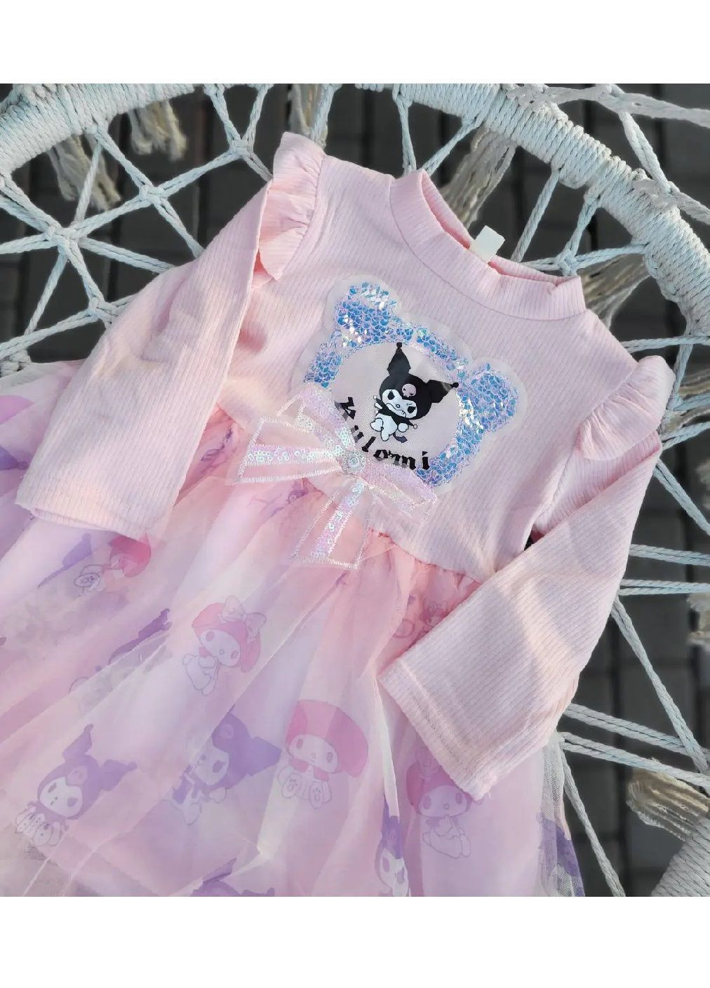 Розовое праздничное повседневное нарядное стрейчевое розовое платье с персонажем куроми для детей девочек (481847-prob) размер 120 Unbranded (366991800)