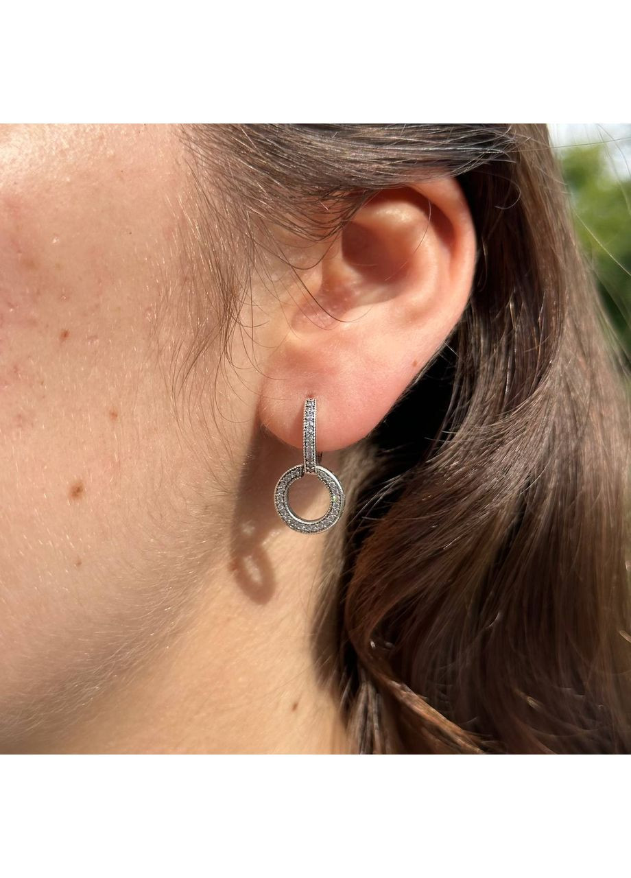 Серебряные серьги Пандора шарики Светящиеся двойные серьги 299052C01 Kabluchka (355346660)