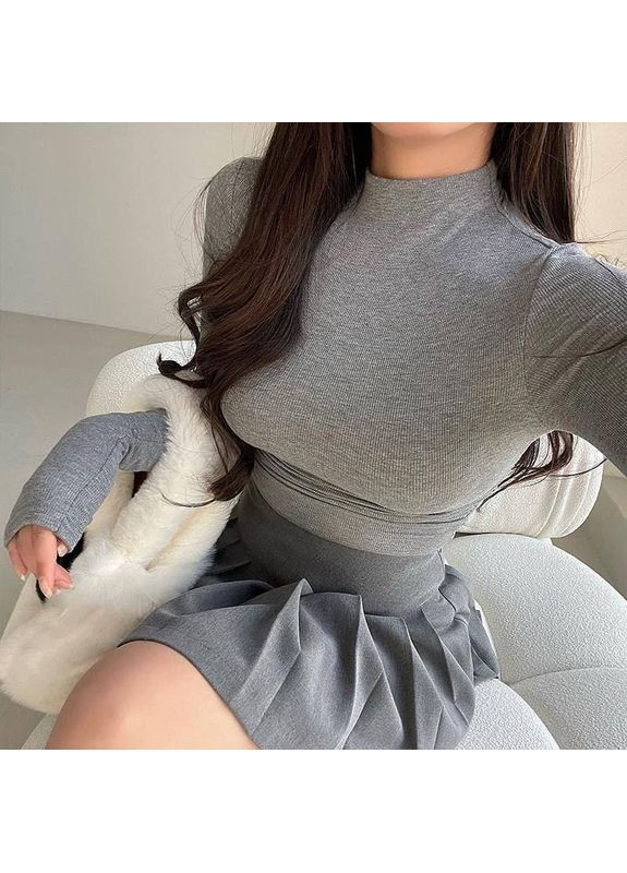 Серый кроп-топ из рубчика в универсальном размере 42-46 No Brand 2721 (359381415)