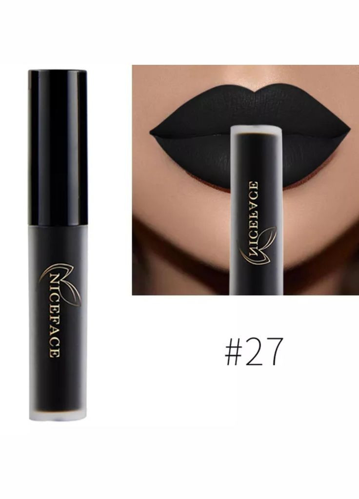 Губна помада №27 черна водостійка матова NICEFACE (309013310)