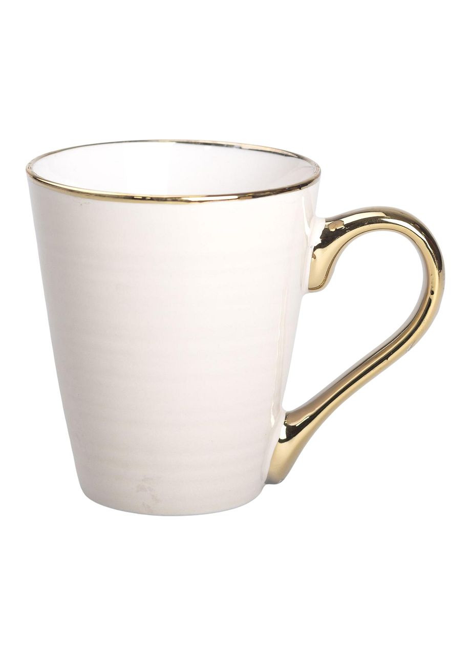 Кружка фарфоровая с золотым ободком и ручкой 320 мл чайная посуда для кофе и чая кружка для напитков ProDobro (364190632)