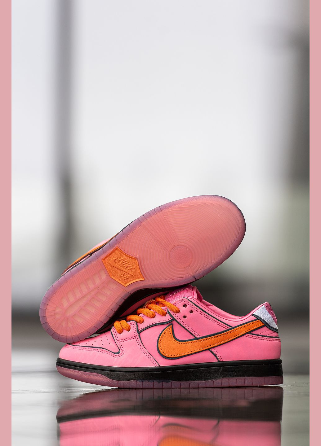 Розовые демисезонные кроссовки женские Nike SB Dunk Low x Powerpuff Girls
