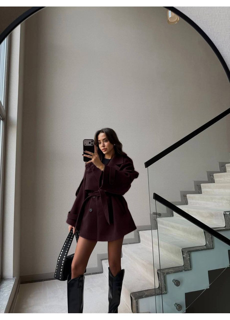 Коричневе зимнє Жіноче пальто оверсайз No Brand