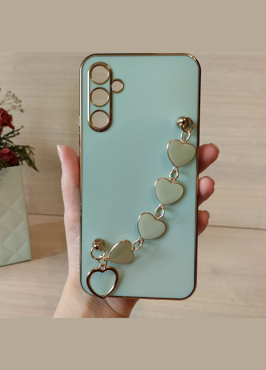 Чохол для samsung a34 жіночий силіконовий із золотистою рамкою Luxury (чорний) No Brand (296914460)